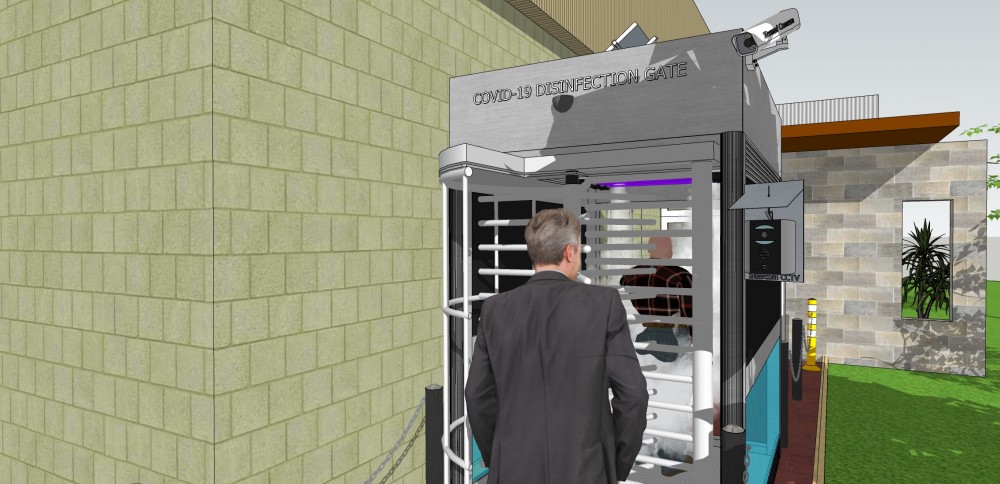 Coronavirus COVID-19 Human Staff Pass Disinfection Tunnel 